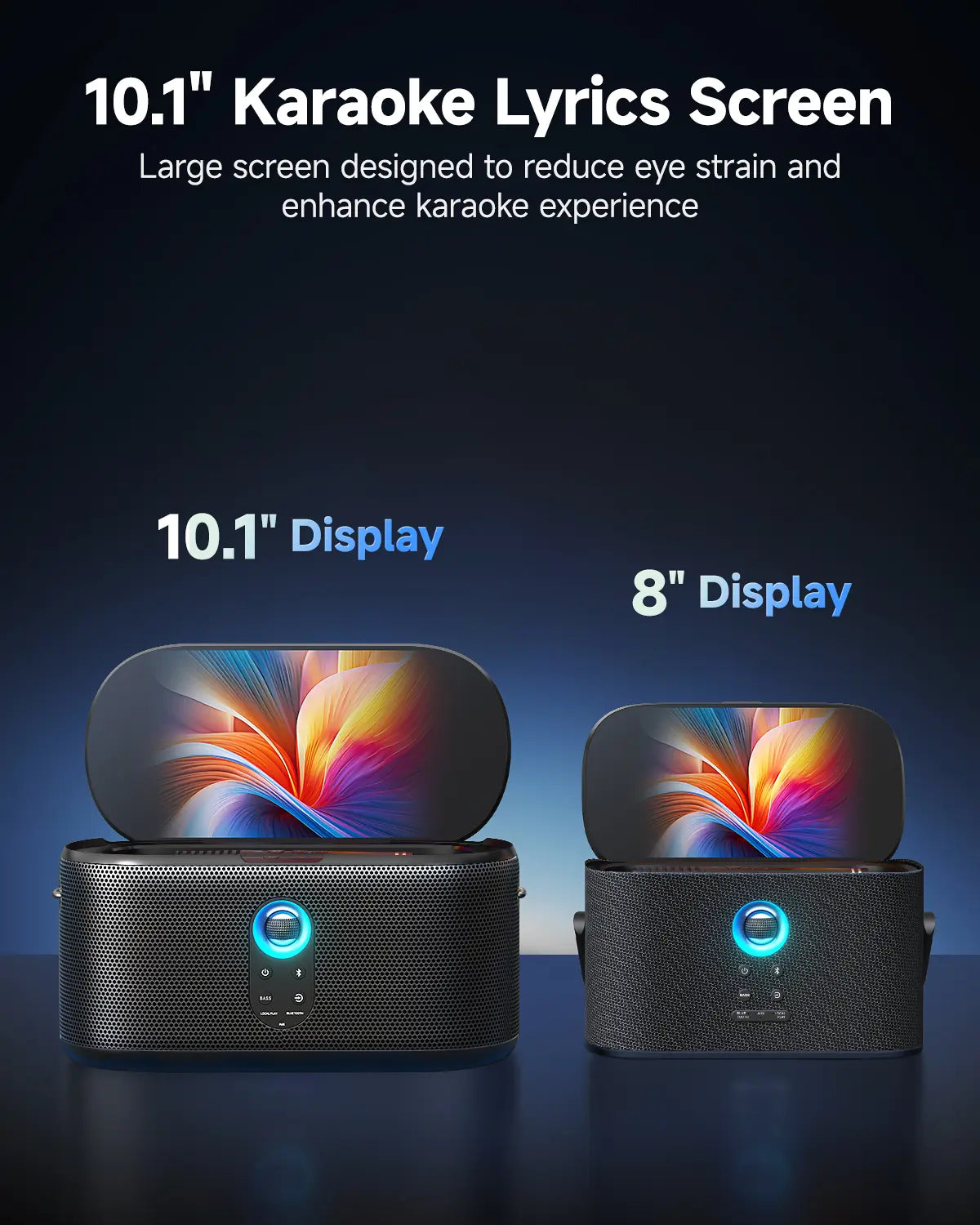 Ikarao Shell S1 Portable KTV Karaoke Machine - Audio Bluetooth Speaker with Lyrics Display Screen, Karafun Prime, EQ, Autotune, TV Connectivity, 2 Self-Charging Wireless Microphones for Adults Kids Home Use